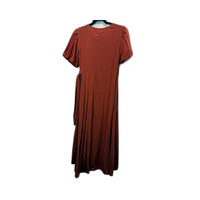 Sancia Womens Emilia Midi Wrap Dress with Puff Sleeves in Papaya Size XS NEW