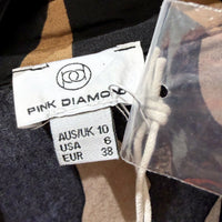 Pink Diamond Womens Tie Waist Patterned Maxi Dress in Black and Tan Size 6 NEW