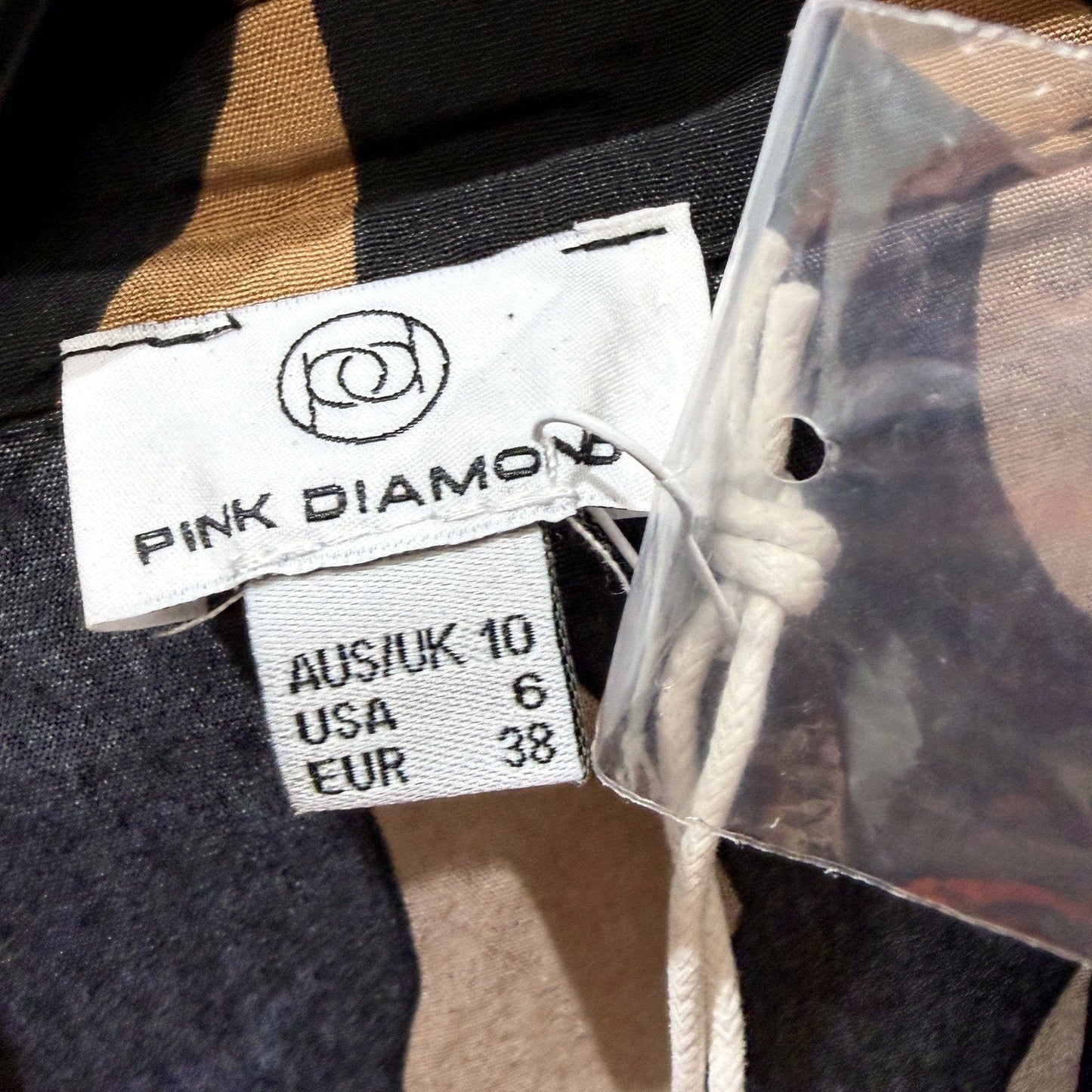 Pink Diamond Womens Tie Waist Patterned Maxi Dress in Black and Tan Size 6 NEW
