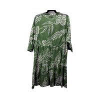 One Summer Womens Floral Print Button Front V-Neck Dress Green Size 16 Size NEW