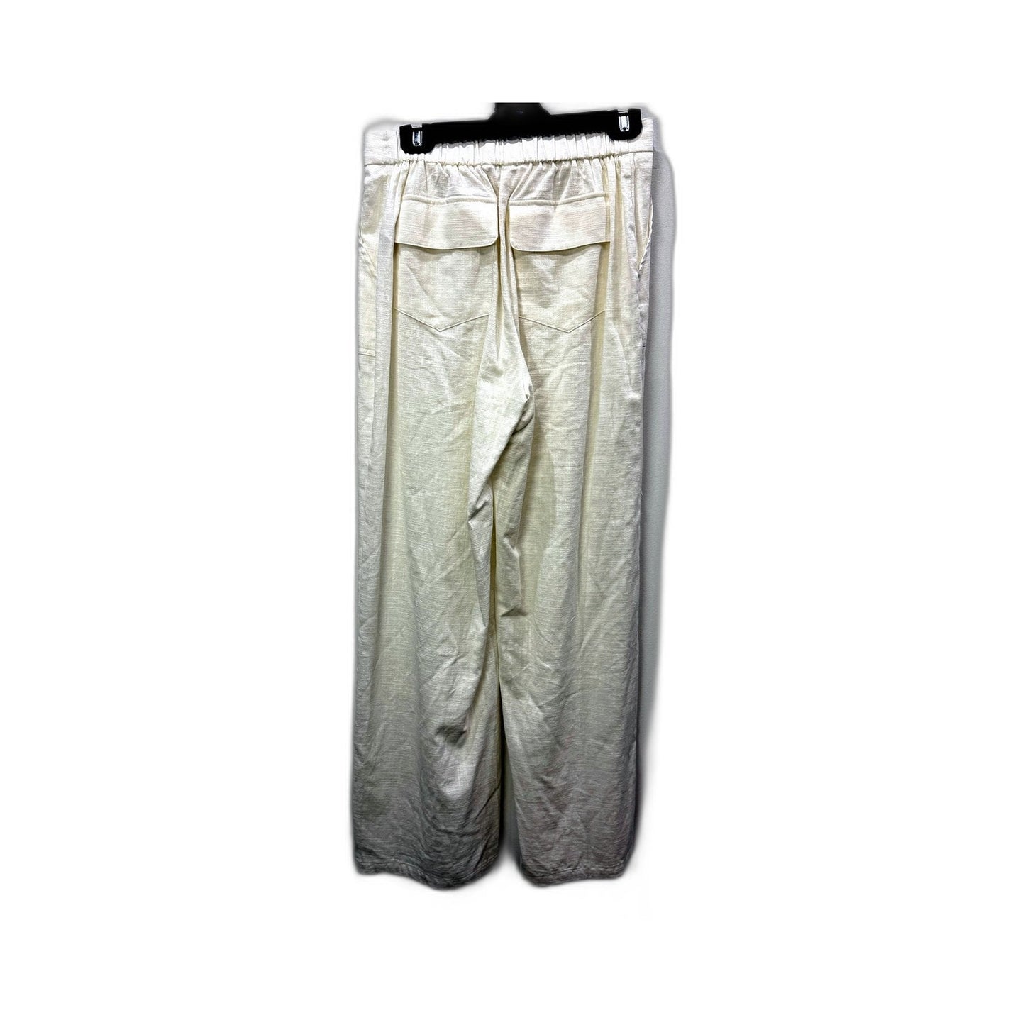 Subtitled Womens Cream Wide Leg Drawstring Cotton Casual Pants, Size M