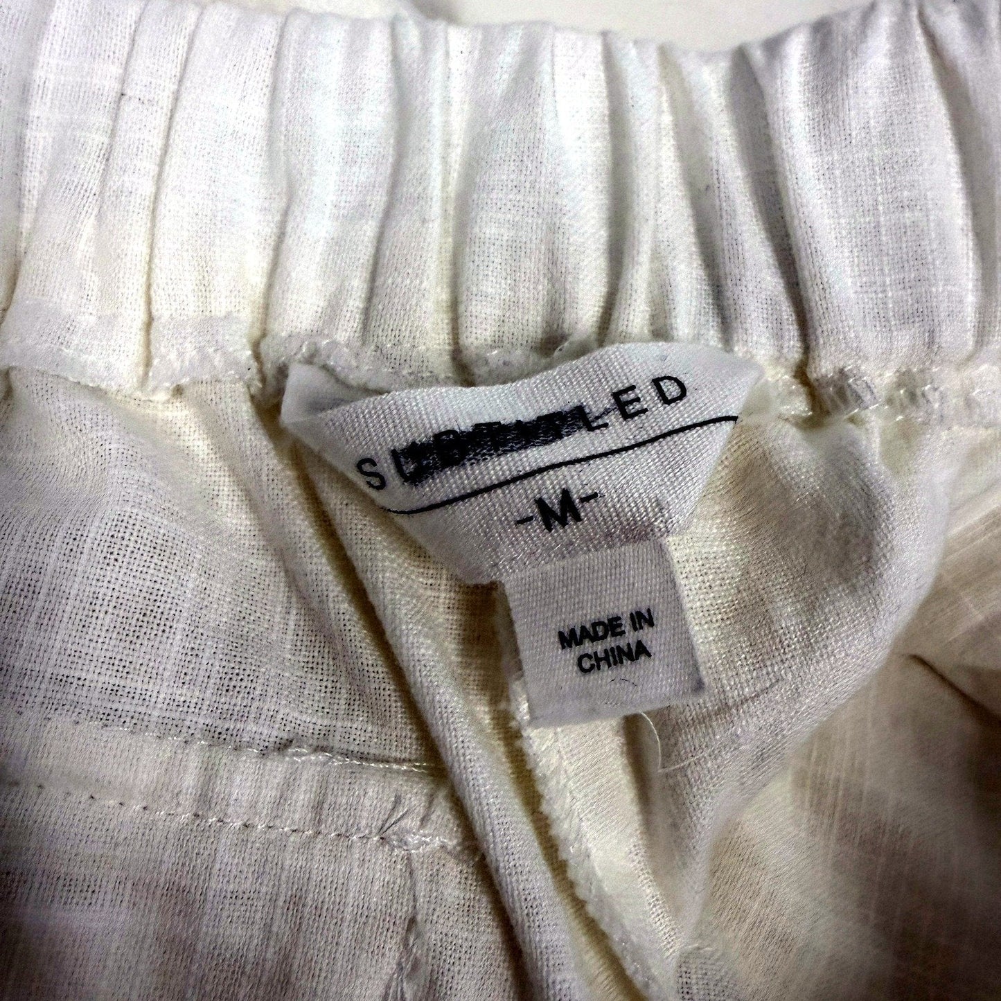 Subtitled Womens Cream Wide Leg Drawstring Cotton Casual Pants, Size M