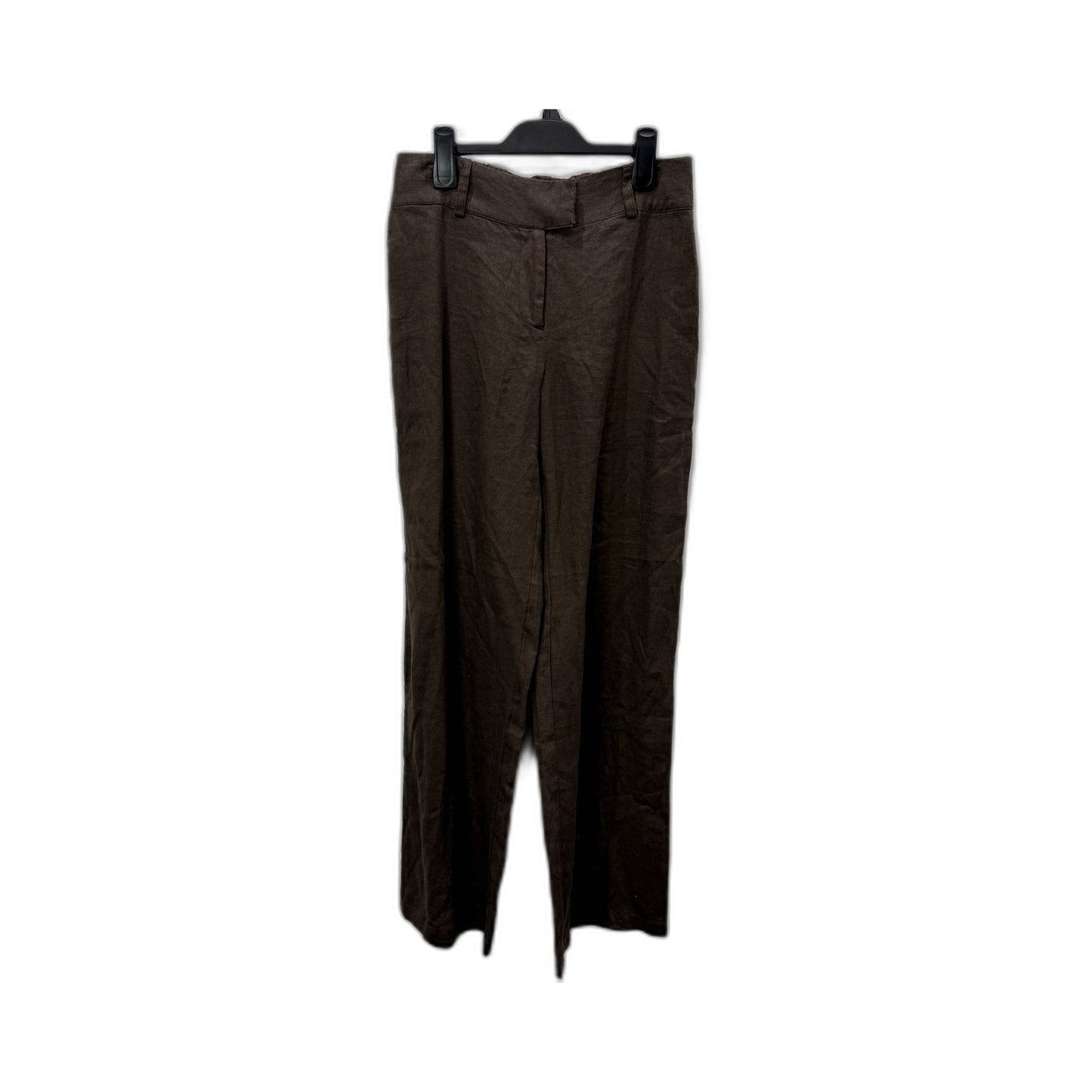 Subtitled Womens Linen Pants with Elastic Waist in Brown, Size S NEW