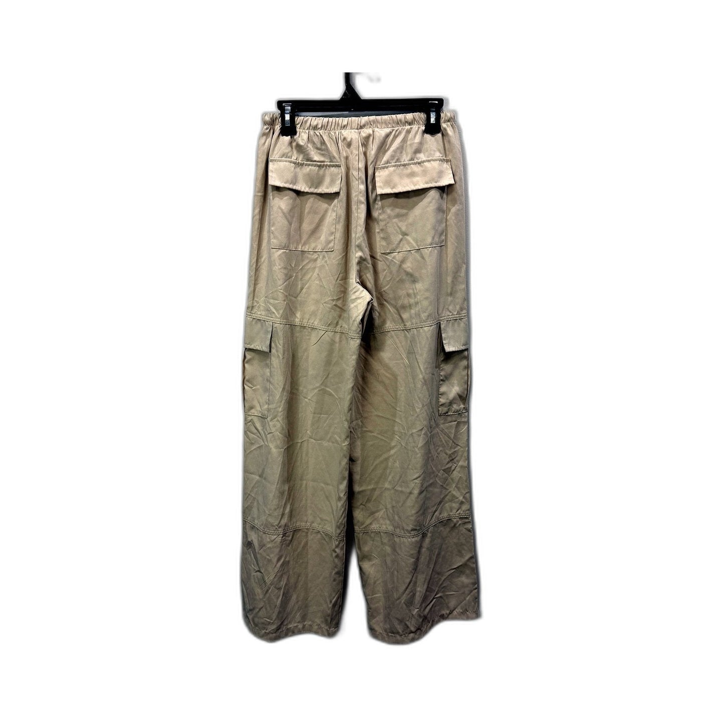 Subtitled Womens Beige Cargo Pants with Elastic Waist and Drawstring Size M NEW