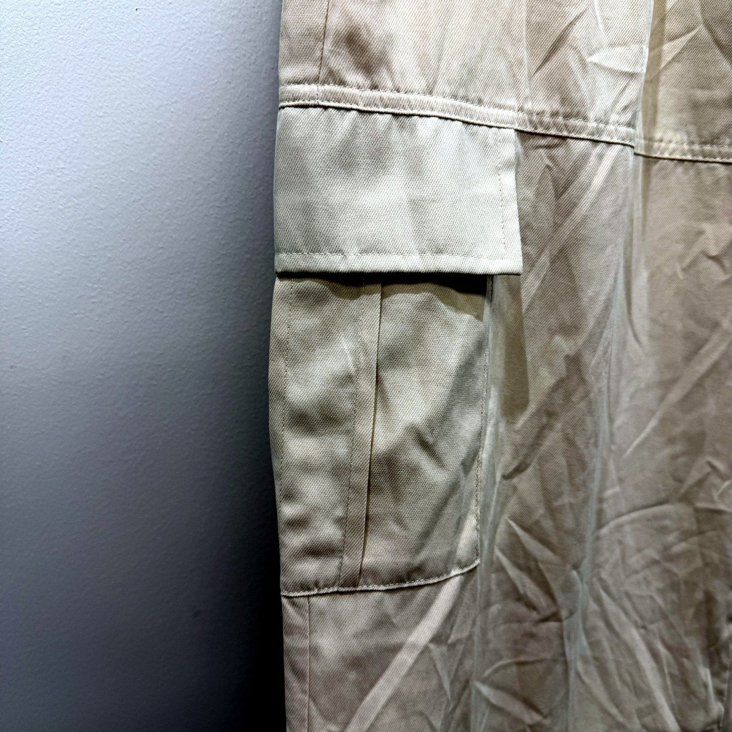 Subtitled Womens Beige Cargo Pants with Elastic Waist and Drawstring Size M NEW