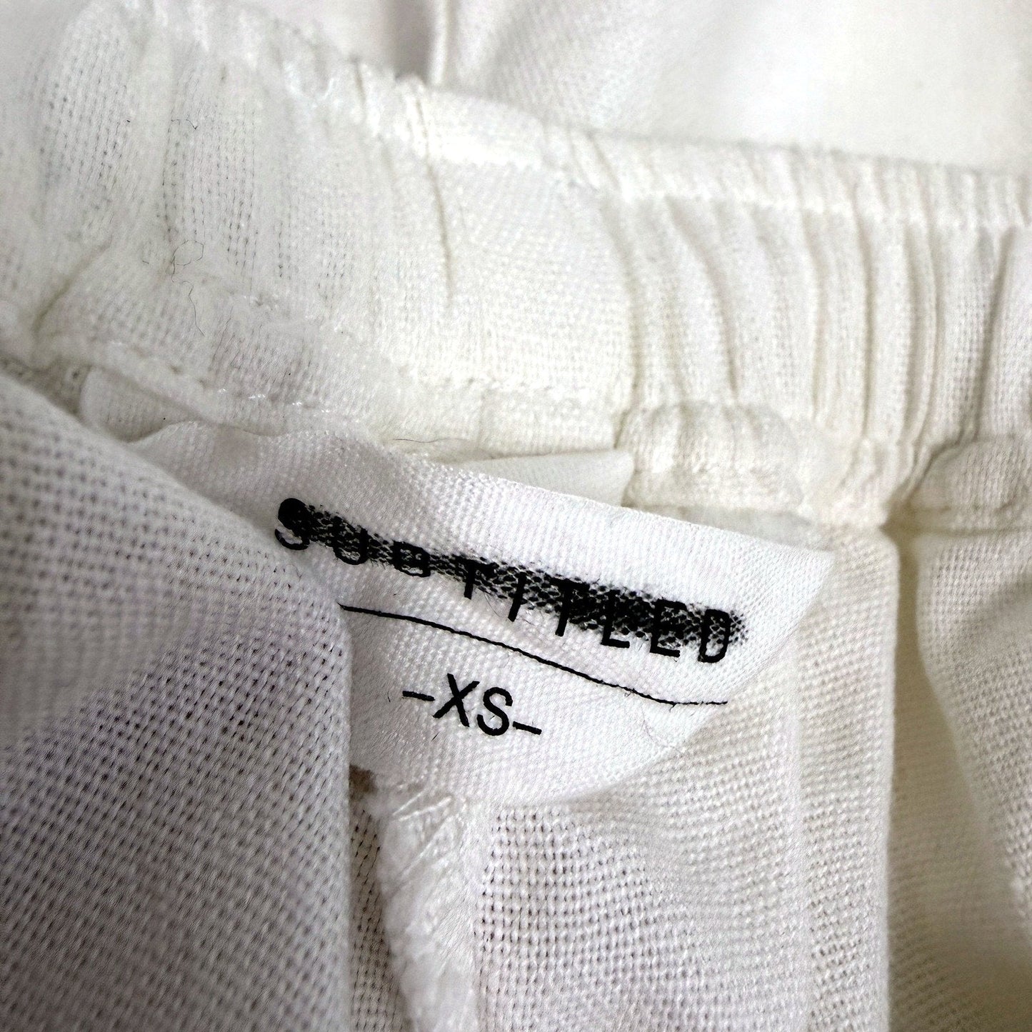 Subtitled Womens Palazzo Pants Linen Rayon Wide Leg Elastic Waist Ivory NEW