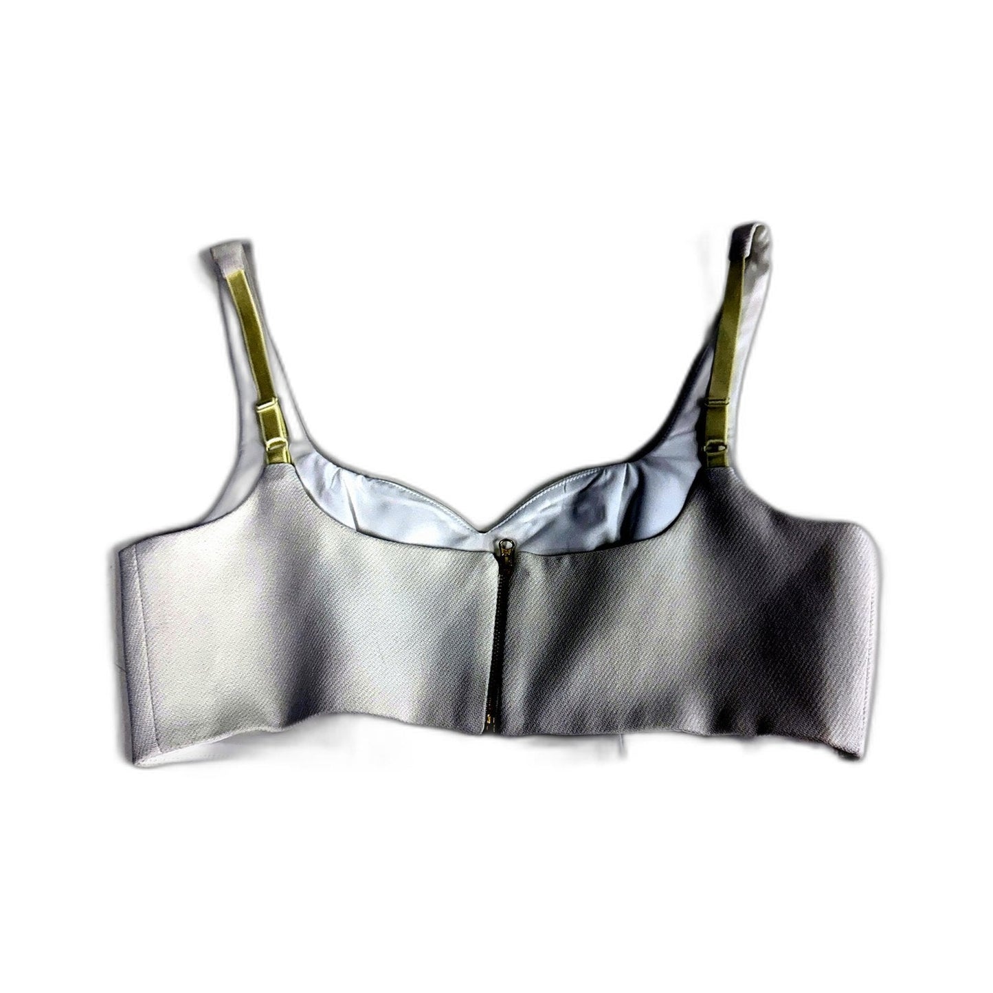 Manning Womens Zip Business Bra Crop Top, Off White, Size 14 NEW