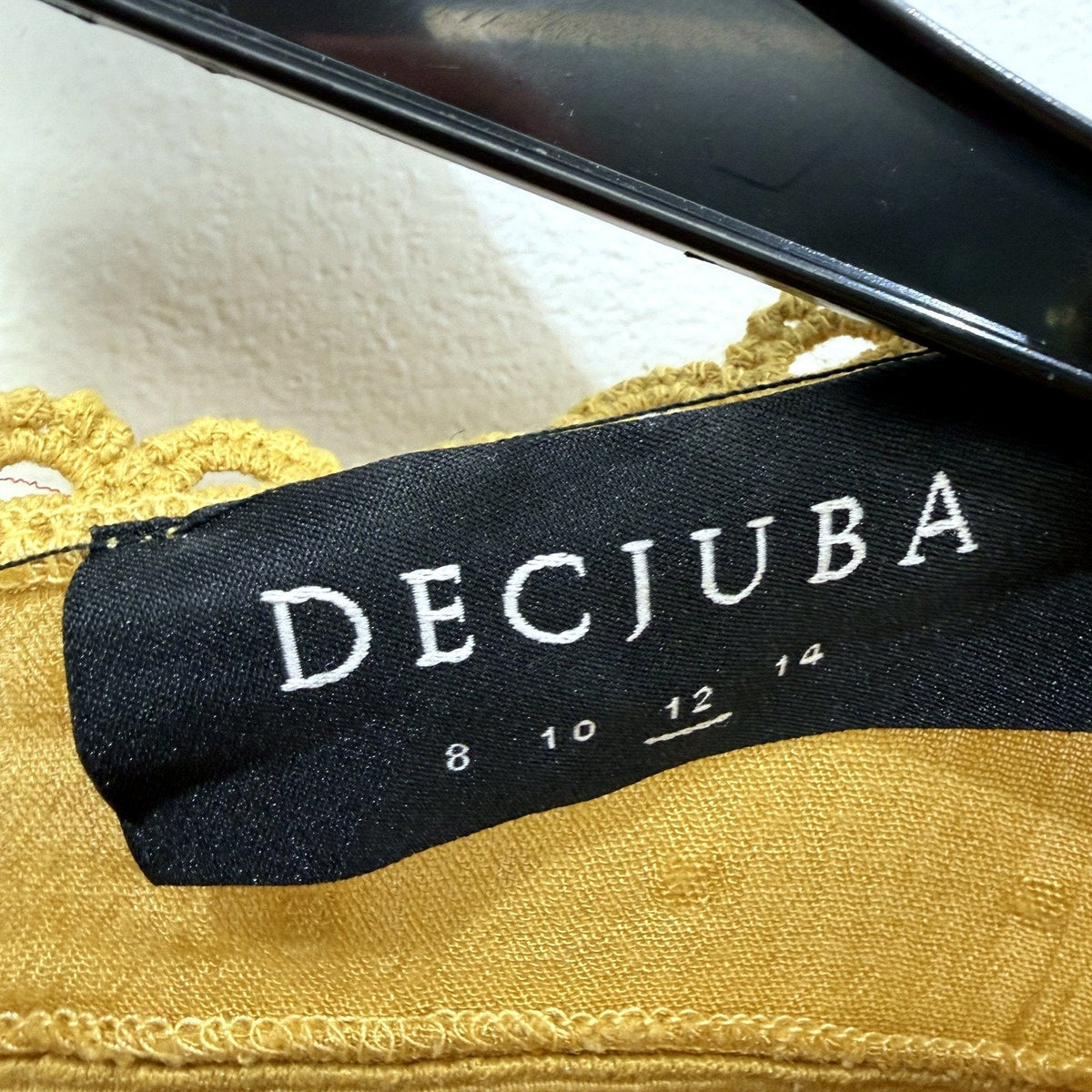 Decjuba Womens Pleated Dot Blouse in Mustard Yellow with Long Sleeves - Size 12