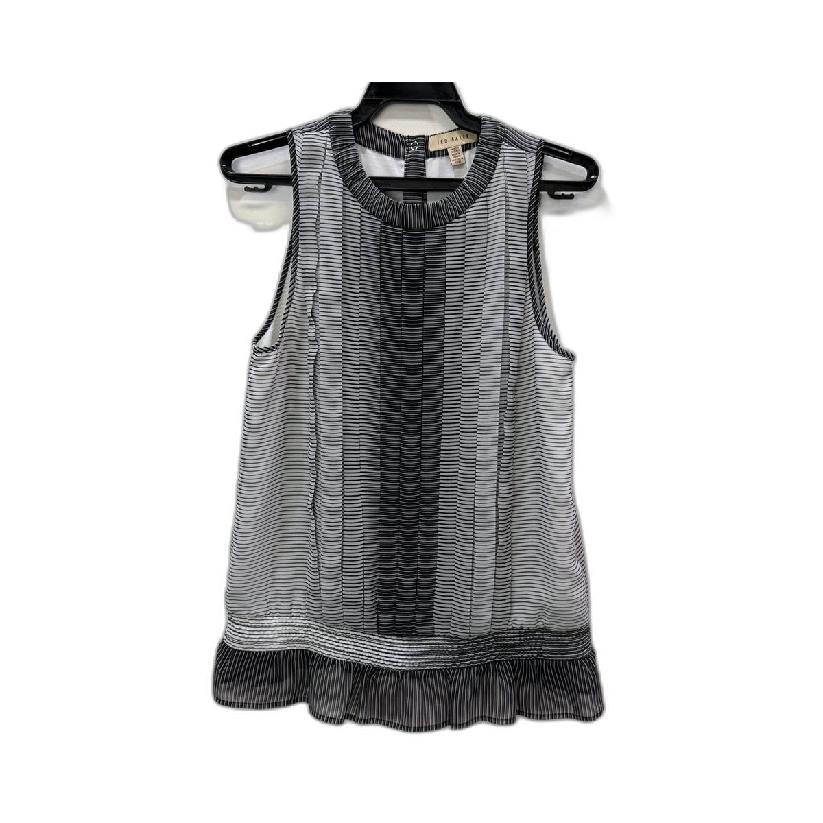 Ted Baker Womens Sleeveless Striped Blouse in Black and White, Size 1