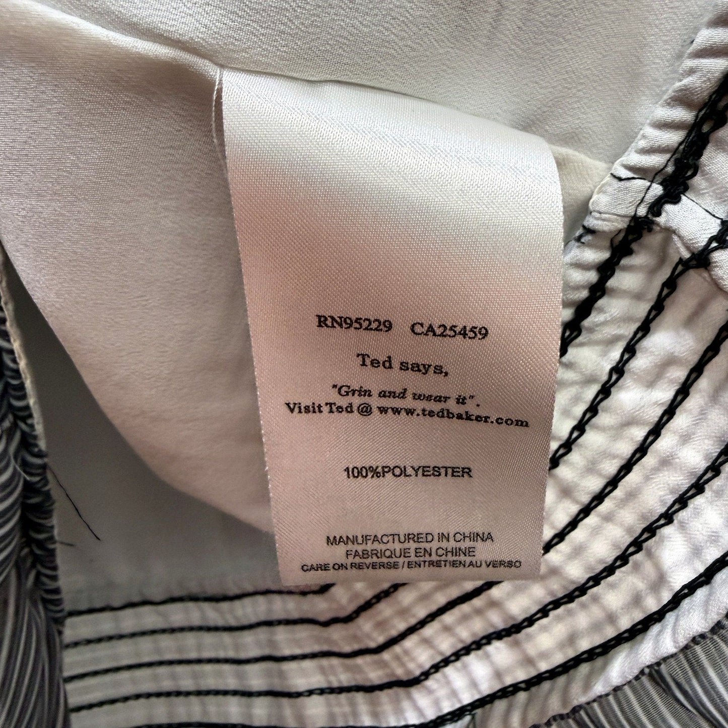Ted Baker Womens Sleeveless Striped Blouse in Black and White, Size 1