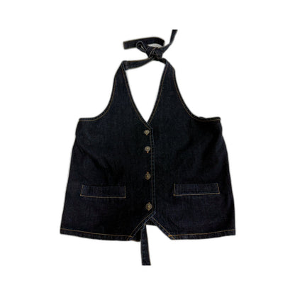 Lioness Womens Denim Bib Overalls Casual Lightweight Black Jumpsuit Size S NEW