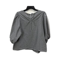 Isobelle Womens Gingham Blouse Puff Sleeve Tie Neck Checkered Shirt Sz 18 NEW