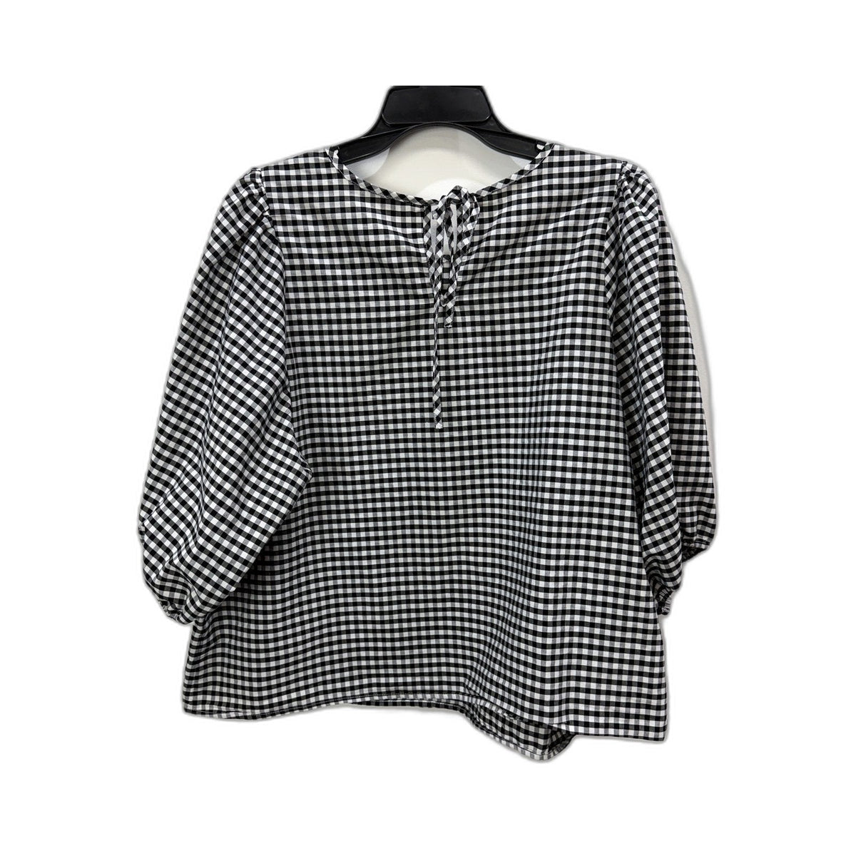 Isobelle Womens Gingham Blouse Puff Sleeve Tie Neck Checkered Shirt Sz 18 NEW