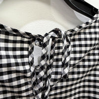 Isobelle Womens Gingham Blouse Puff Sleeve Tie Neck Checkered Shirt Sz 18 NEW