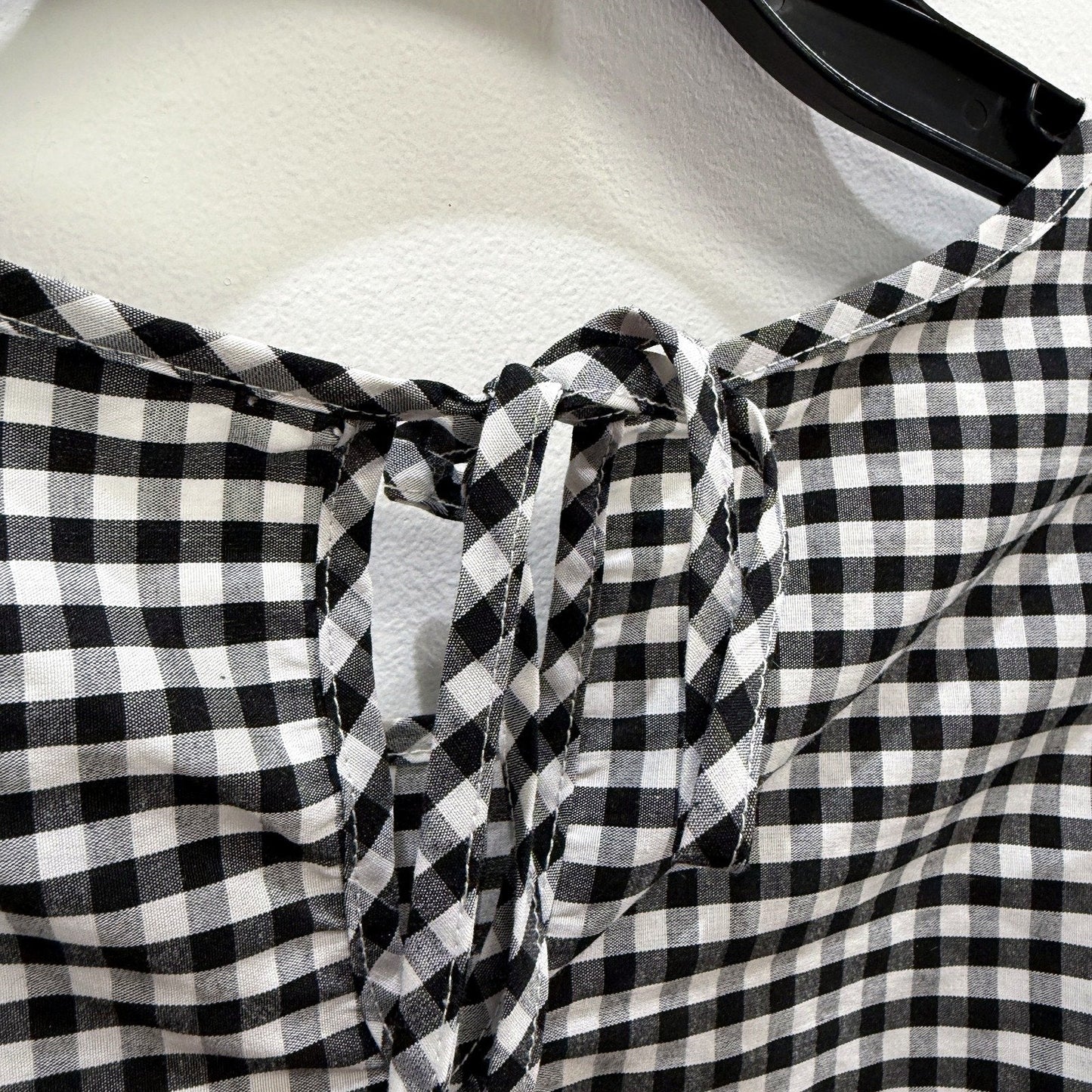 Isobelle Womens Gingham Blouse Puff Sleeve Tie Neck Checkered Shirt Sz 18 NEW