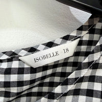 Isobelle Womens Gingham Blouse Puff Sleeve Tie Neck Checkered Shirt Sz 18 NEW