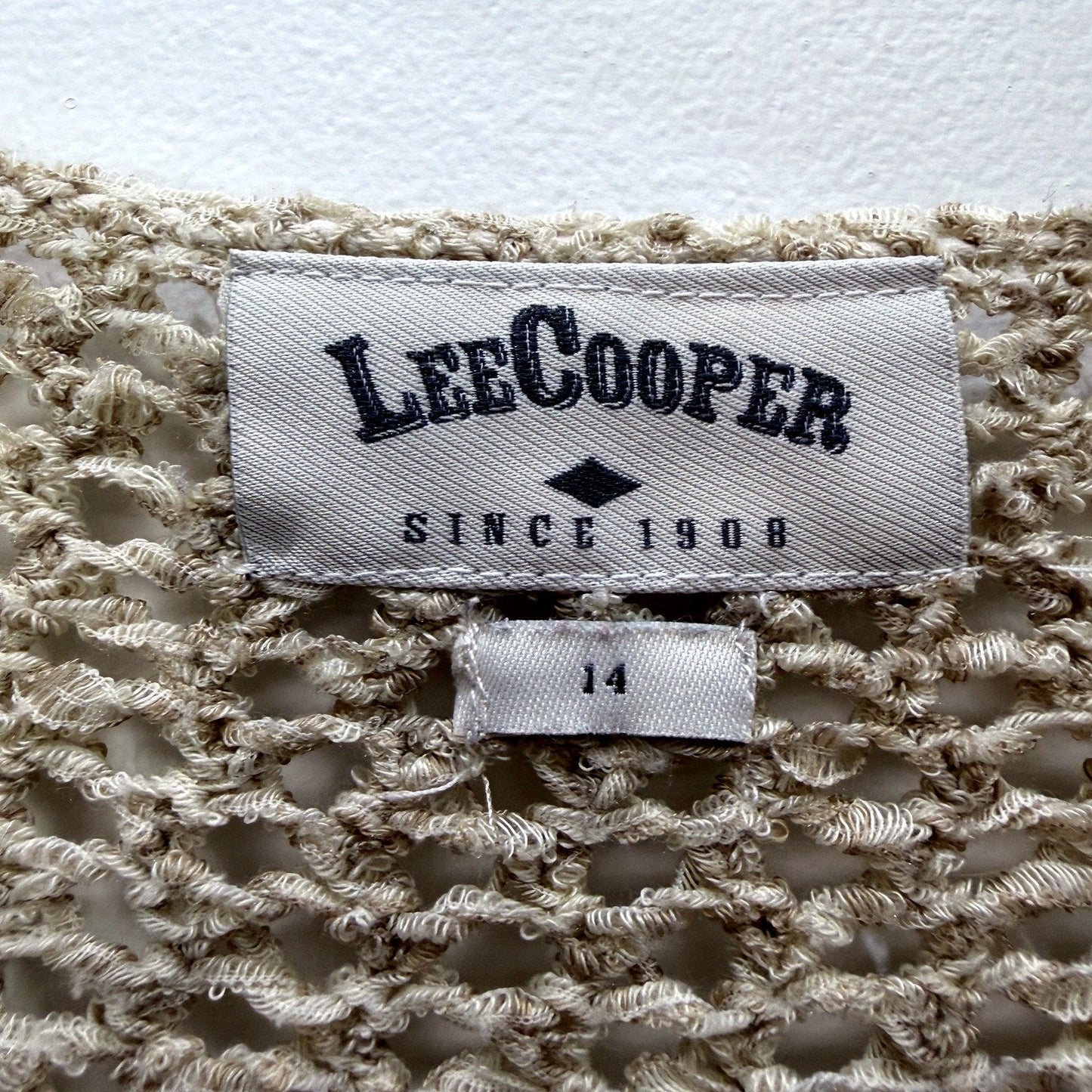 Lee Cooper Womens Beige Pullover Knit Mesh Sweater Size 14