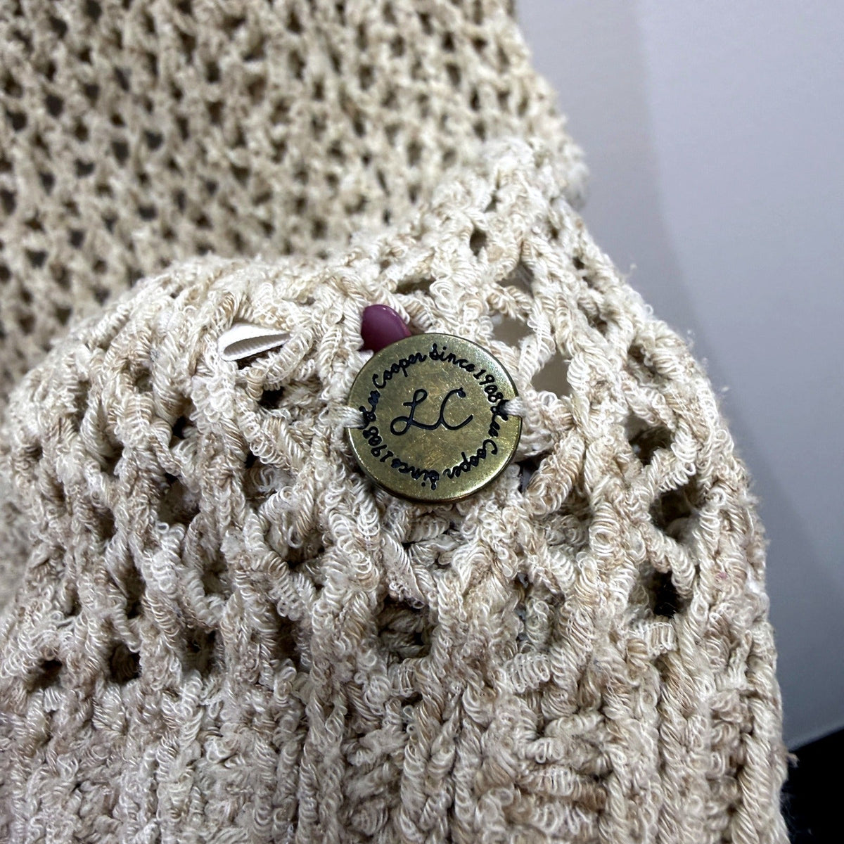 Lee Cooper Womens Beige Pullover Knit Mesh Sweater Size 14