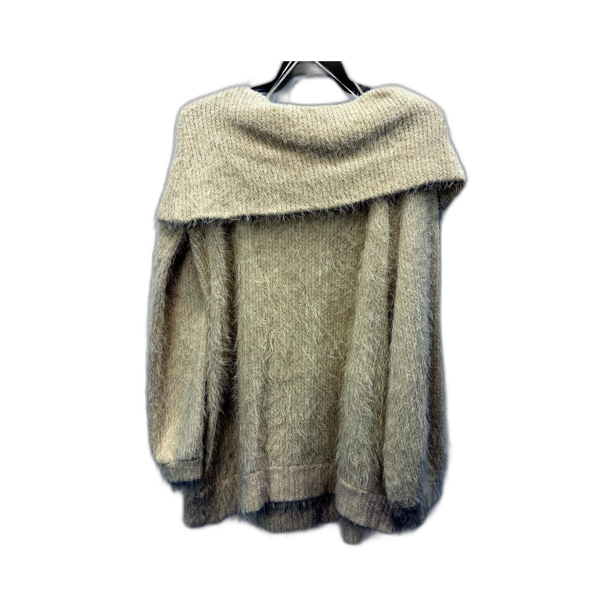 Pink Diamond Womens Oversized Fuzzy Cowl Neck Pullover Sweater Cream Size M/L