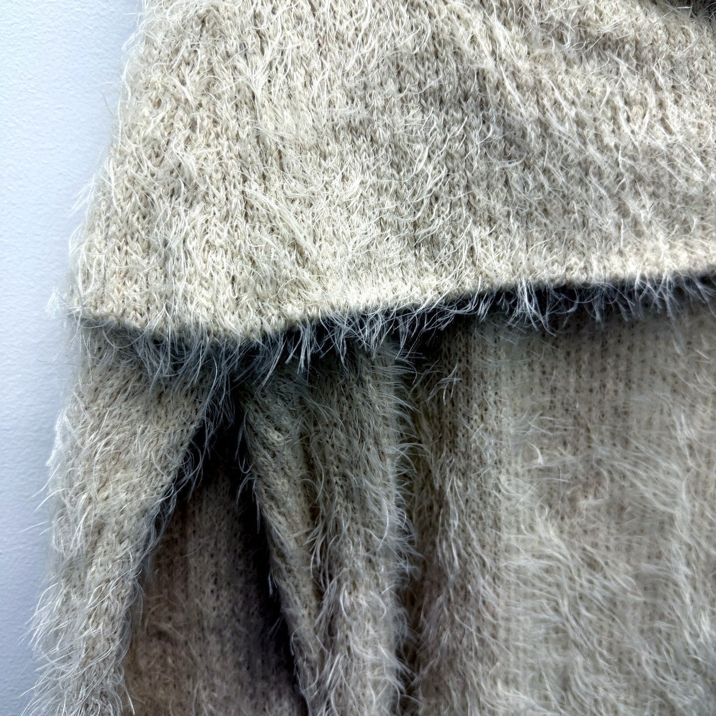 Pink Diamond Womens Oversized Fuzzy Cowl Neck Pullover Sweater Cream Size M/L