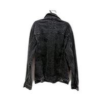 Zara Womens Distressed Black Denim Jacket - Casual Wear Size Large