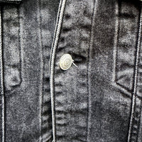 Zara Womens Distressed Black Denim Jacket - Casual Wear Size Large
