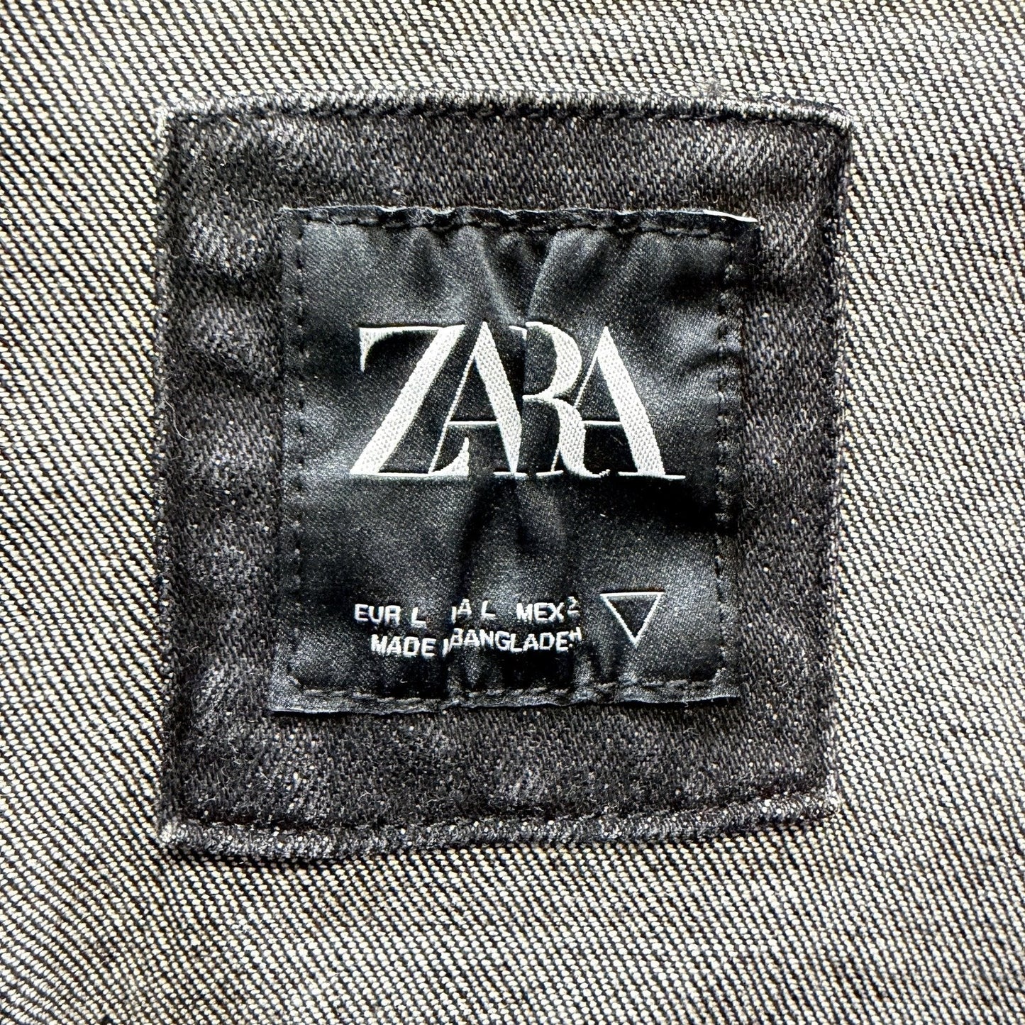 Zara Womens Distressed Black Denim Jacket - Casual Wear Size Large
