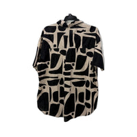 Subtitled Womens Abstract Print Button-Down Linen Shirt Sz S NEW