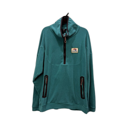 Macpac Mens Quarter Zip Fleece Sweatshirt Teal Recycled Polyester Size L