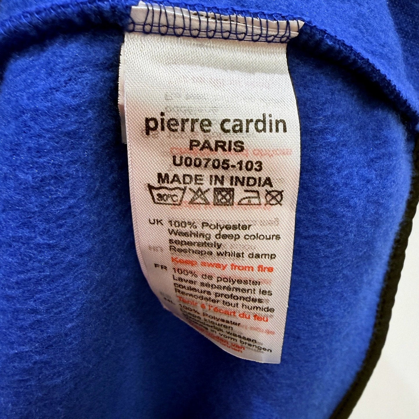 Pierre Cardin Mens Quarter Zip Fleece Sweatshirt Blue Polyester Size XL