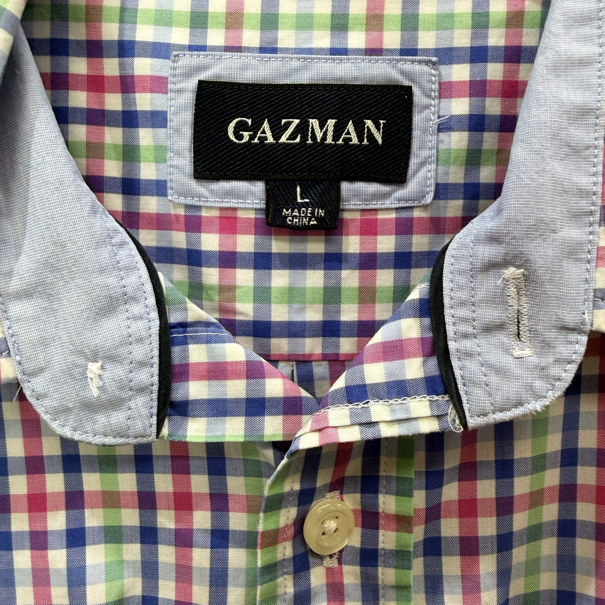 Gazman Mens Multi-Color Plaid Button-Down Casual Cotton Shirt Size L NEW