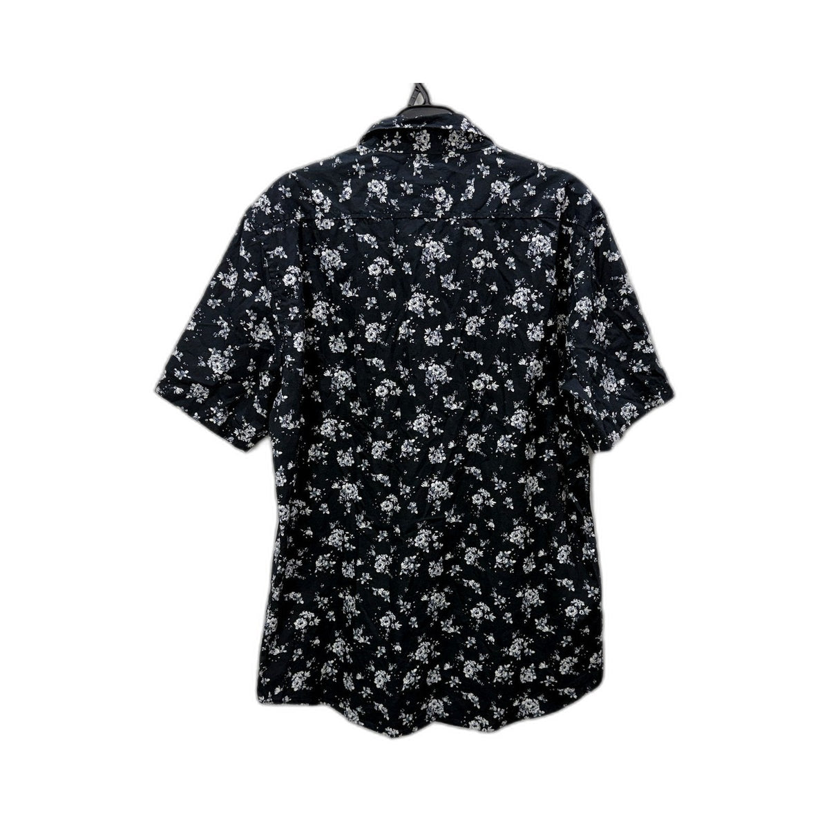 Yd. Mens Button-Down Shirt Black and White Floral Casual Short Sleeve Size L NEW