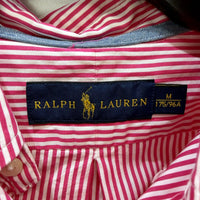 Ralph Lauren Mens Button-Down Shirt in Pink and White Striped, Size M NEW