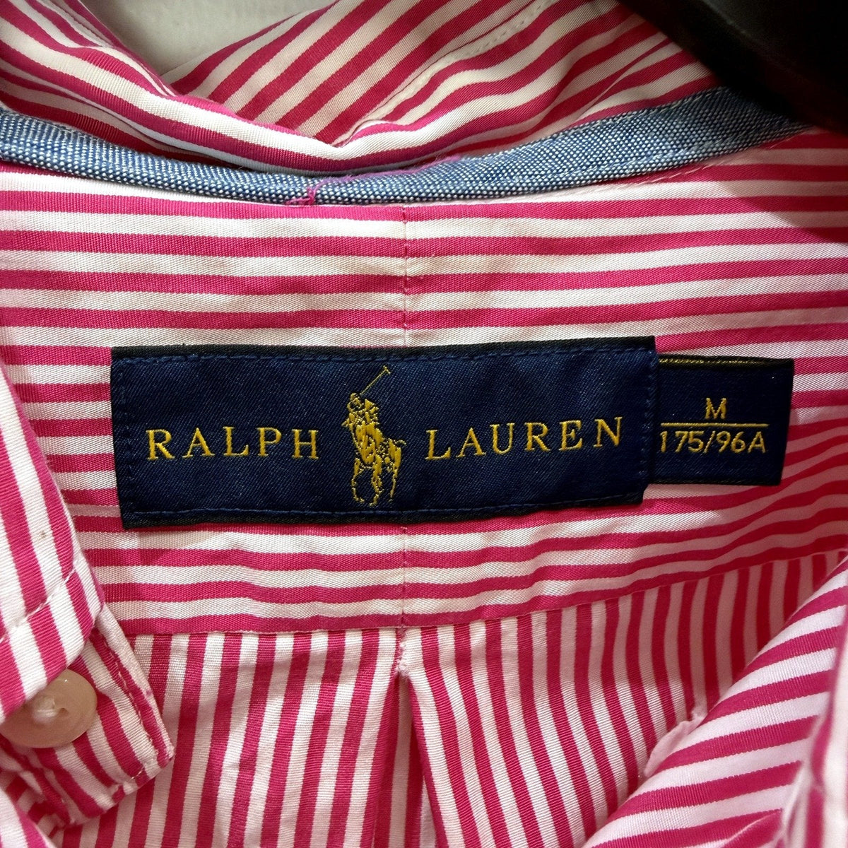 Ralph Lauren Mens Button-Down Shirt in Pink and White Striped, Size M NEW