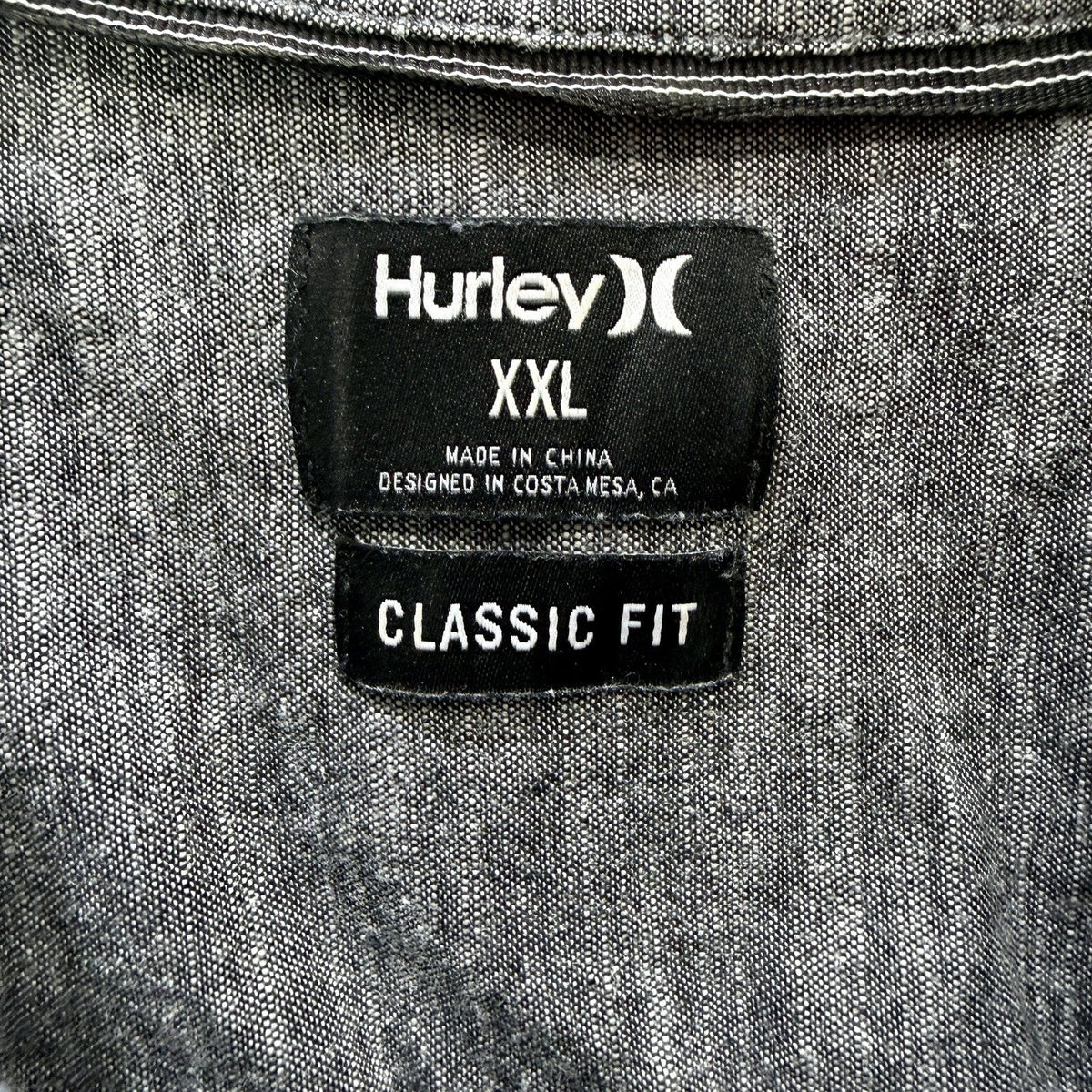 Hurley Mens Classic Fit Gray Button-Down Shirt, Size XXL NEW