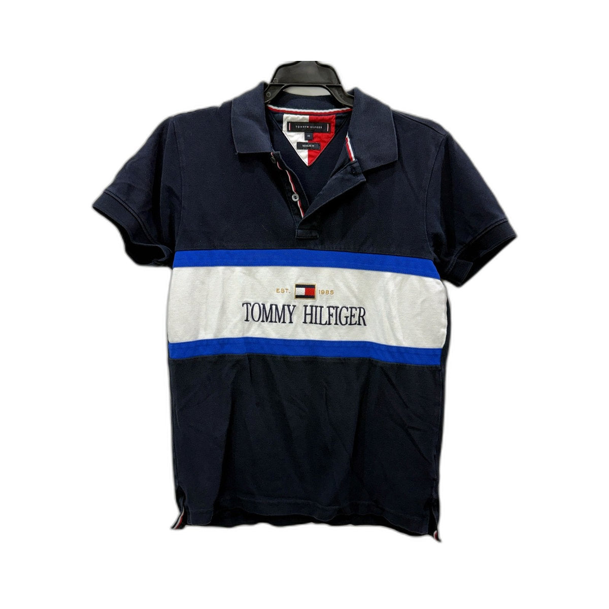 Tommy Hilfiger Mens Striped Polo Shirt Cotton Pique Comfortable Sz XS