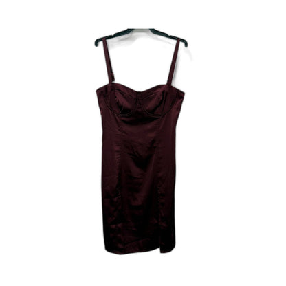 BWLDR Womens Satin Bodycon Dress with Ruched Detailing in Burgundy Size 14 NEW
