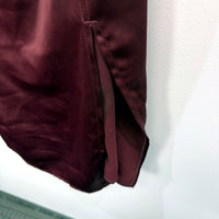 BWLDR Womens Satin Bodycon Dress with Ruched Detailing in Burgundy Size 14 NEW