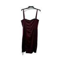 BWLDR Womens Satin Bodycon Dress with Ruched Detailing in Burgundy Size 14 NEW