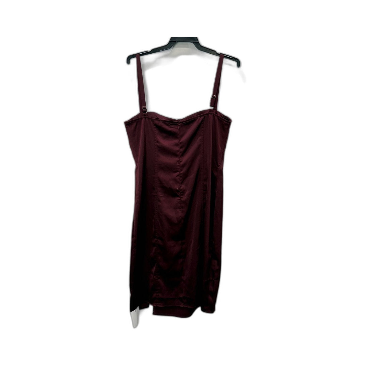 BWLDR Womens Satin Bodycon Dress with Ruched Detailing in Burgundy Size 14 NEW