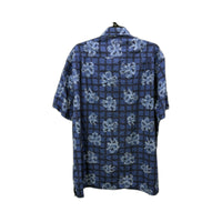 Country Road Mens Blue Gray Floral Button-Down Casual Dress Shirt Size L