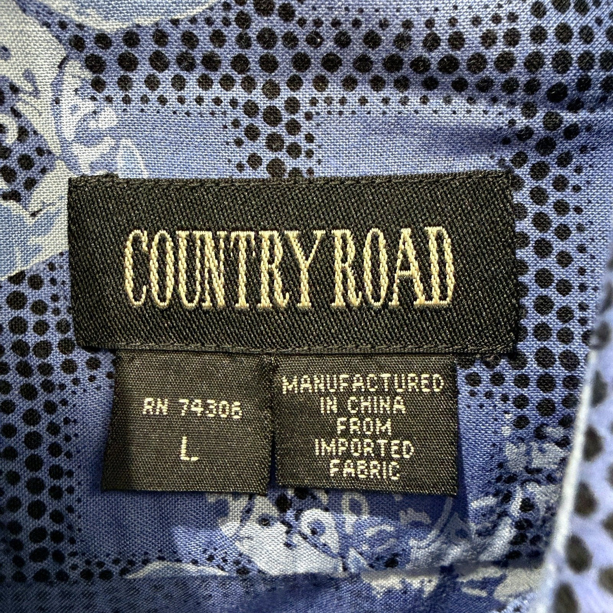 Country Road Mens Blue Gray Floral Button-Down Casual Dress Shirt Size L