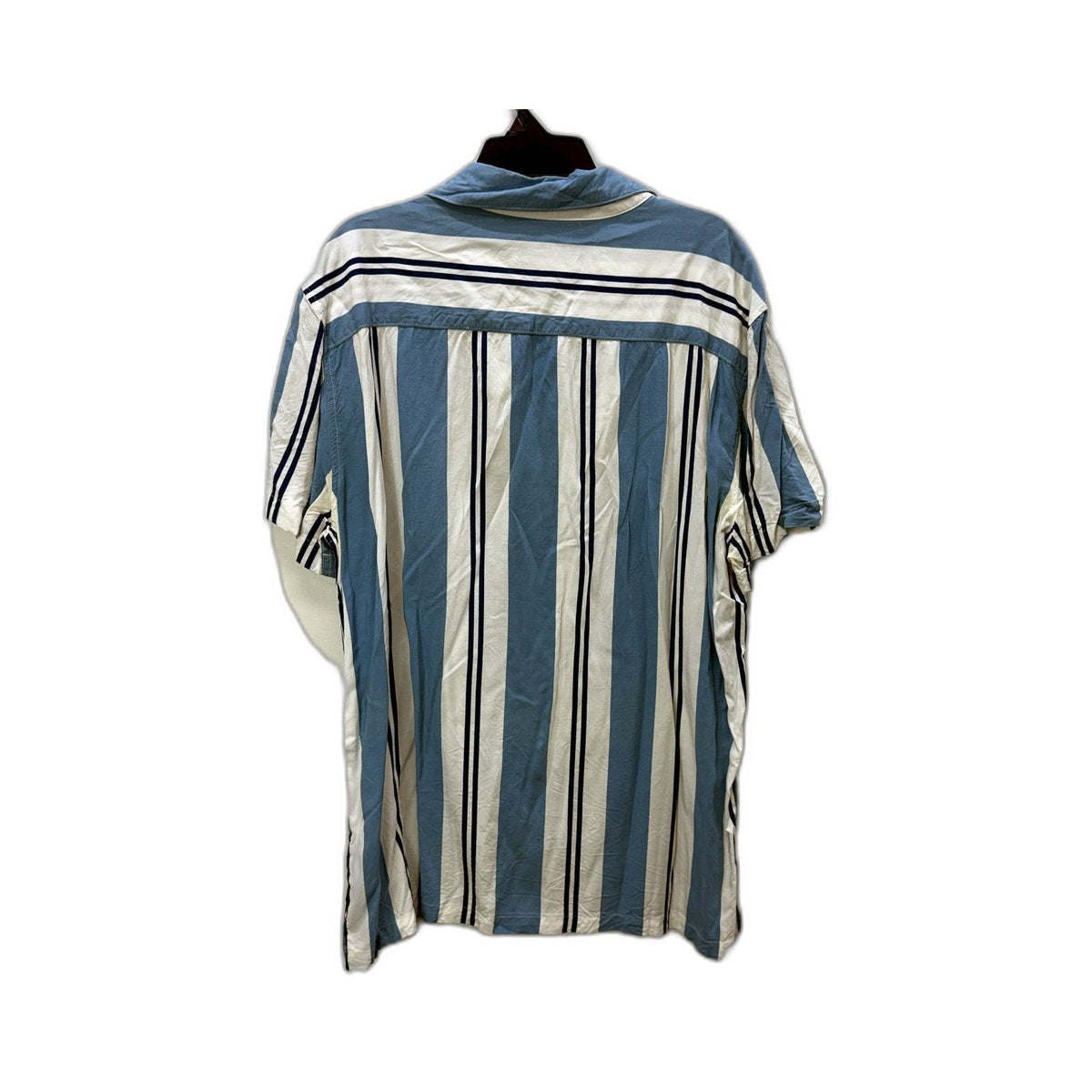 BLAQ Mens Striped Button-Down Shirt Relaxed Fit Viscose Multi Color Size XL