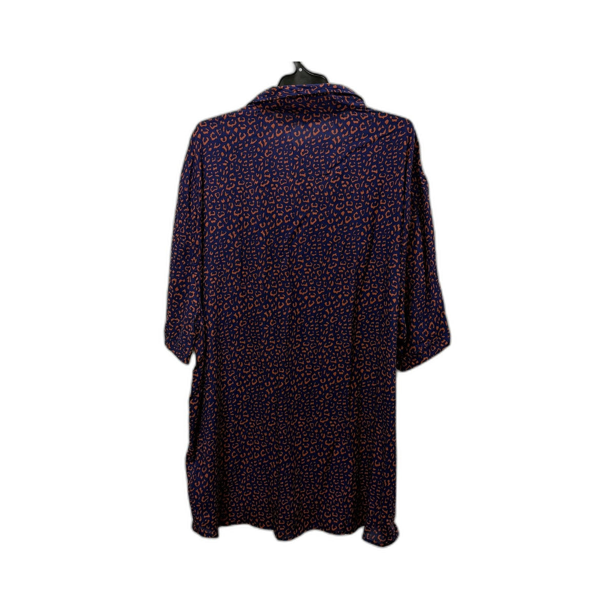 Boohooman Mens Big & Tall Revere Collar Leopard Print Navy and Orange Sz 5XL NEW