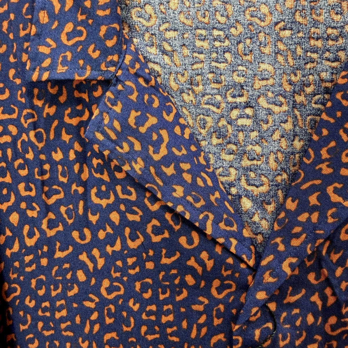 Boohooman Mens Big & Tall Revere Collar Leopard Print Navy and Orange Sz 5XL NEW
