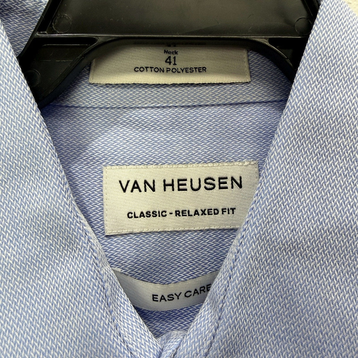 Van Heusen Mens Classic Relaxed Fit Button-Down Dress Shirt, Blue, Size 41