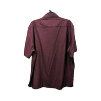 Pierre Cardin Mens Pullover Shirt Burgundy Short Sleeve Button Front Sz L