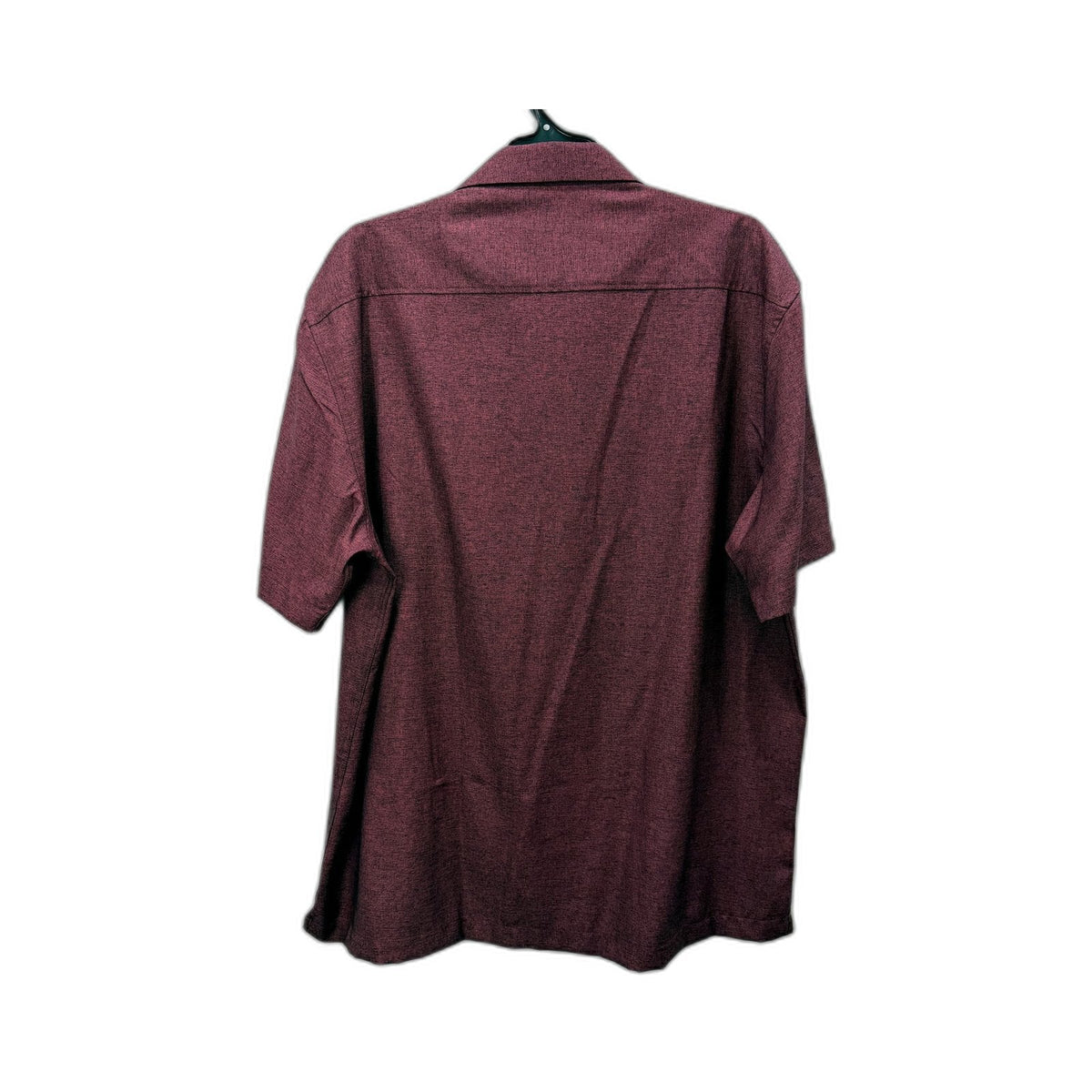 Pierre Cardin Mens Pullover Shirt Burgundy Short Sleeve Button Front Sz L