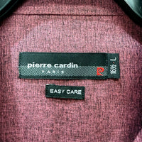 Pierre Cardin Mens Pullover Shirt Burgundy Short Sleeve Button Front Sz L