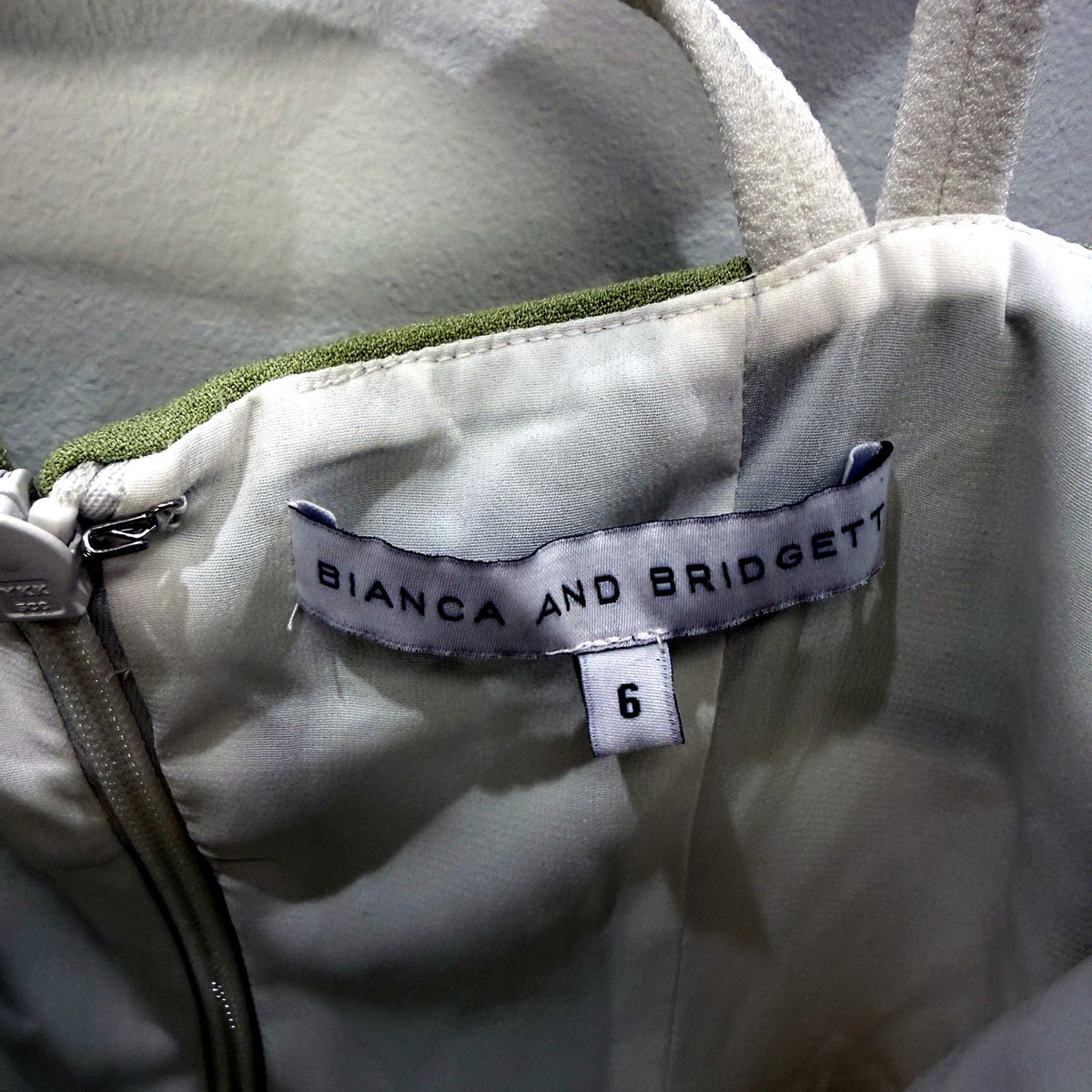 Bianca and Dress Bridget Womens Strappy Sundress White Olive Green Sz 6